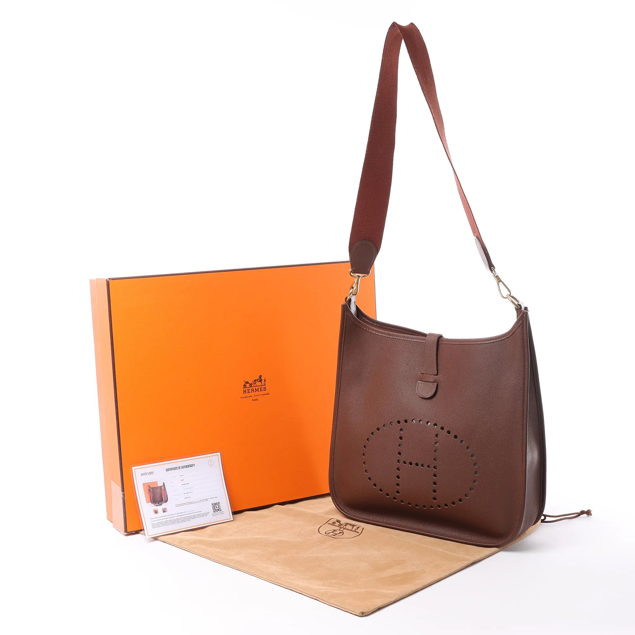 Hermes Evelyn 1 33 GM Cuir Cushbell en Havane □B: 1998