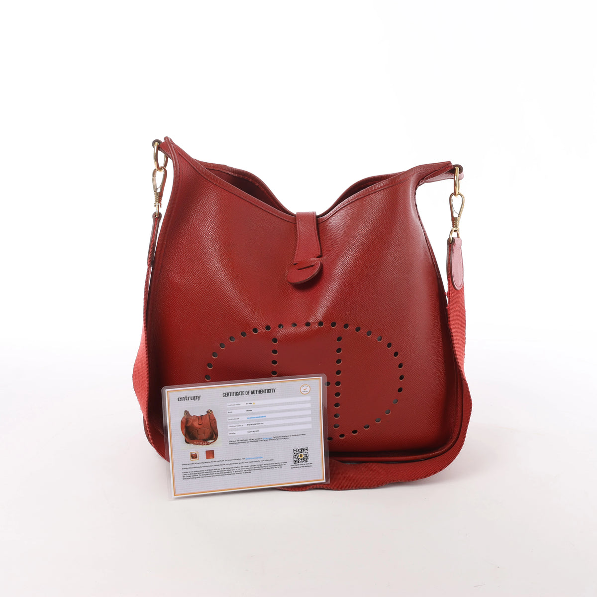 Hermès Evelyn I 33 GM Cushbell Shoulder Bag in Red Rouge vif □A: 1997