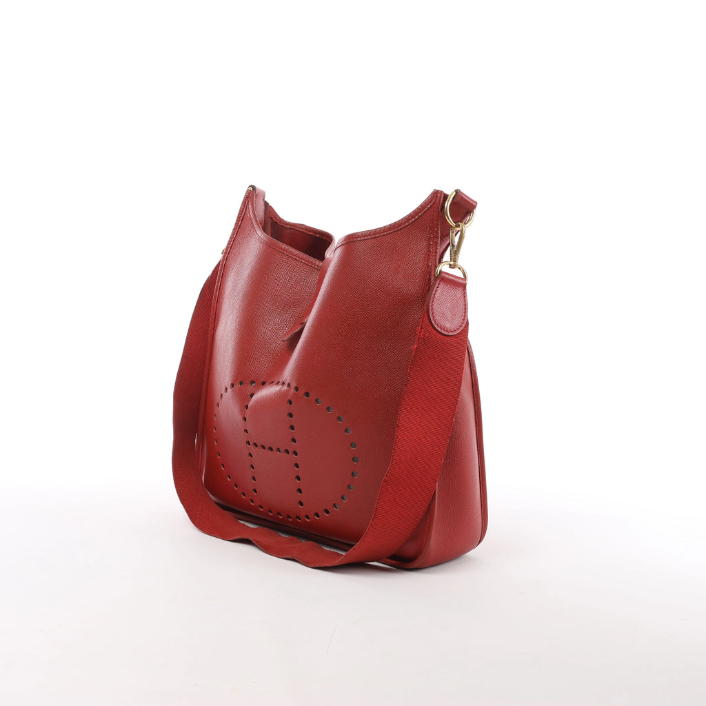 Hermès Evelyn I 33 GM Cushbell Shoulder Bag in Red Rouge vif □A: 1997