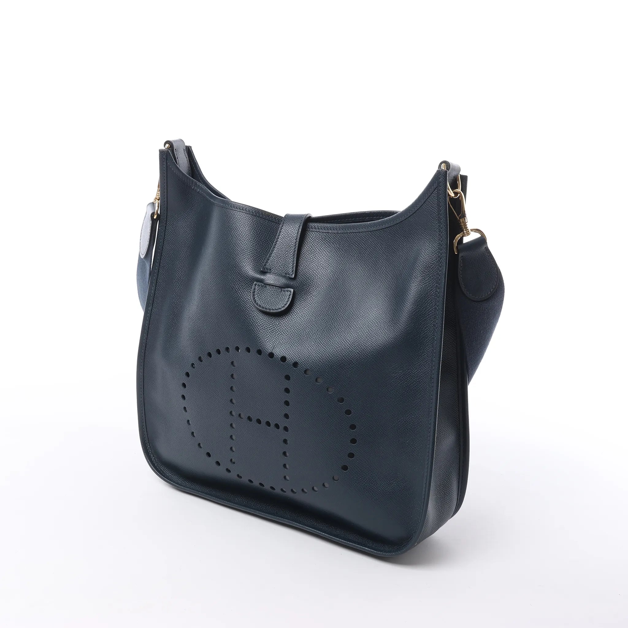 Hermes Evelyn 1 33 GM Cushbell Leather in Vert Navy Blue □A: 1997