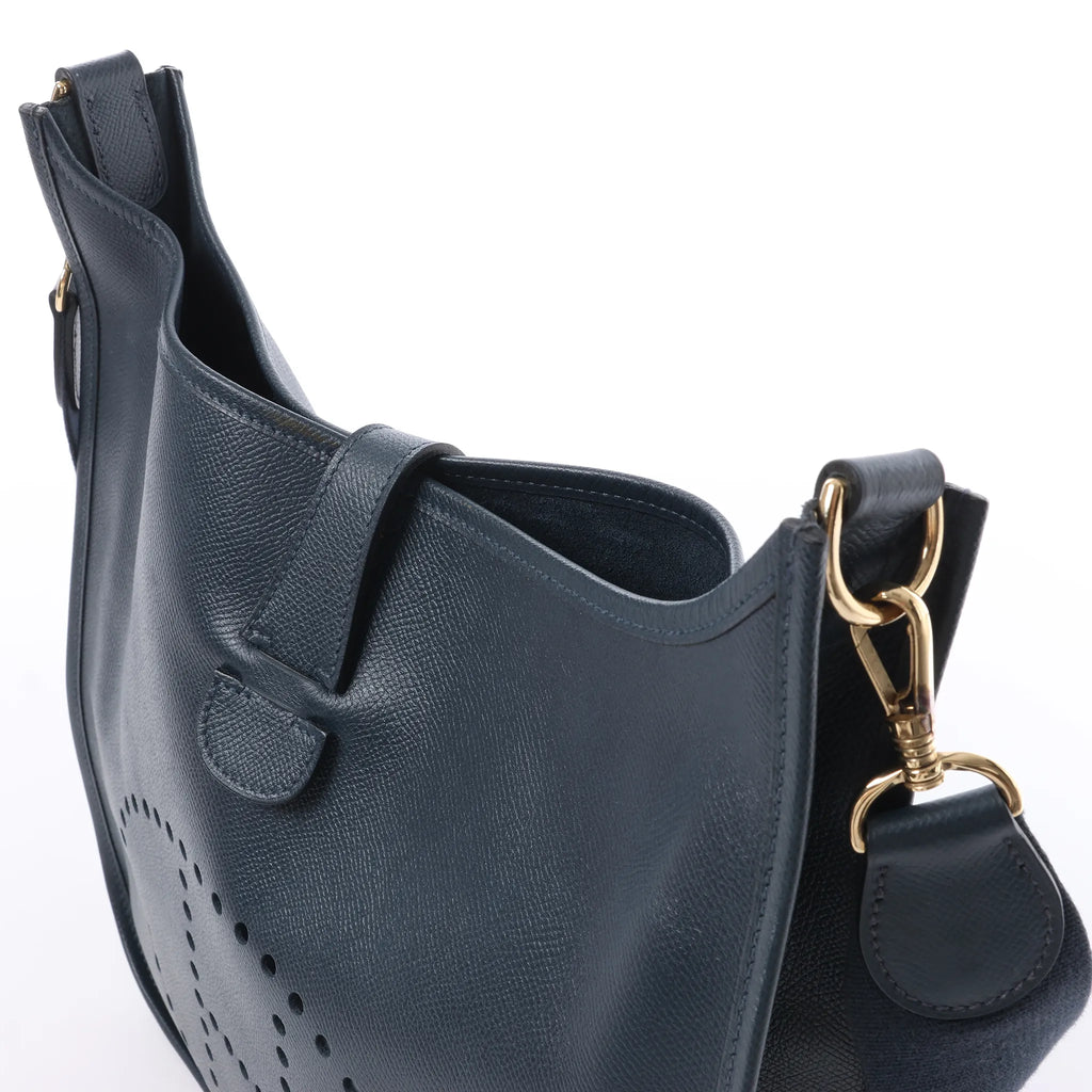 Hermes Evelyn 1 33 GM Cushbell Leather in Vert Navy Blue □A: 1997
