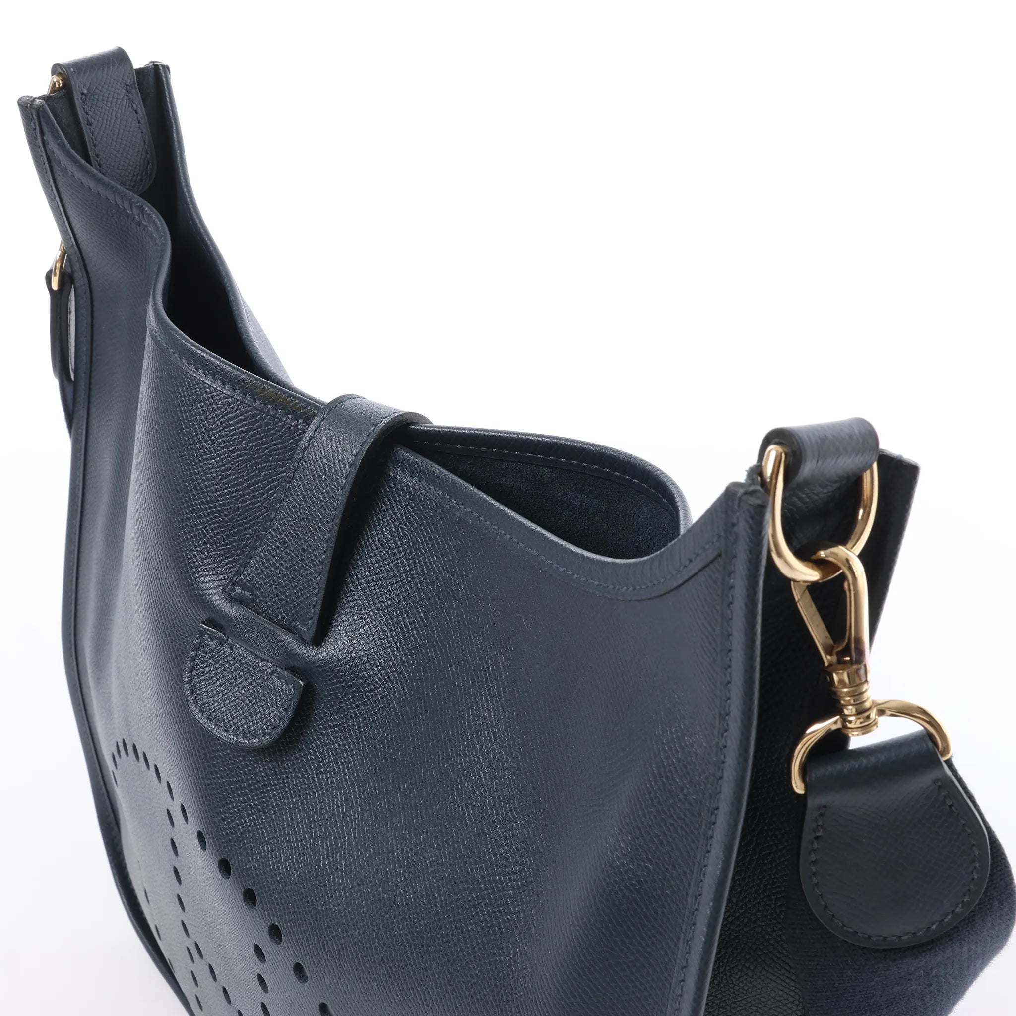Hermes Evelyn 1 33 GM Cushbell Leather in Vert Navy Blue □A: 1997