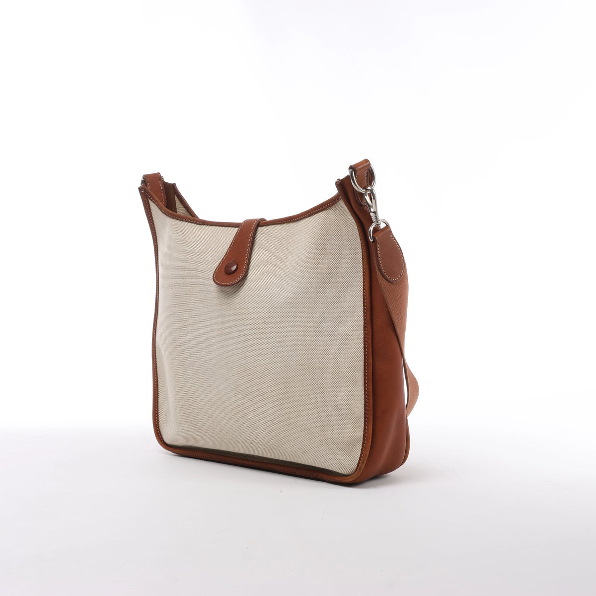 Hermès Evelyn I 33 GM Toile H & Leather Shoulder Bag in Beige×Brown □E: 2001