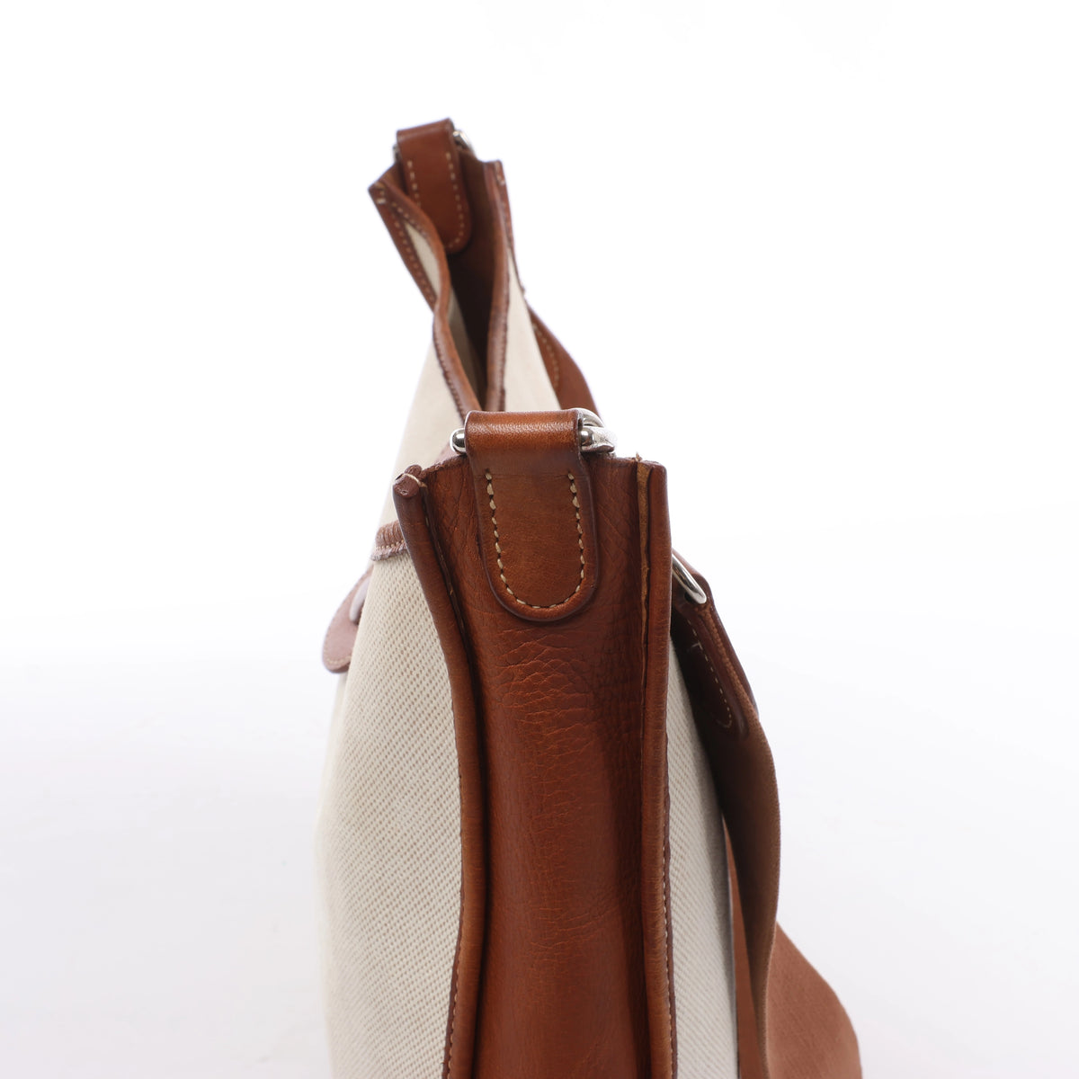 Hermès Evelyn I 33 GM Toile H & Leather Shoulder Bag in Beige×Brown □E: 2001