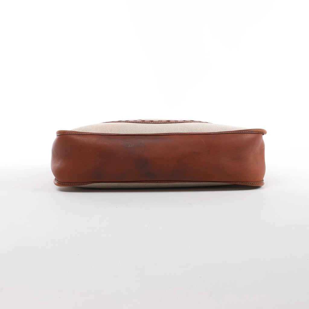 Hermès Evelyn I 33 GM Toile H & Leather Shoulder Bag in Beige×Brown □E: 2001