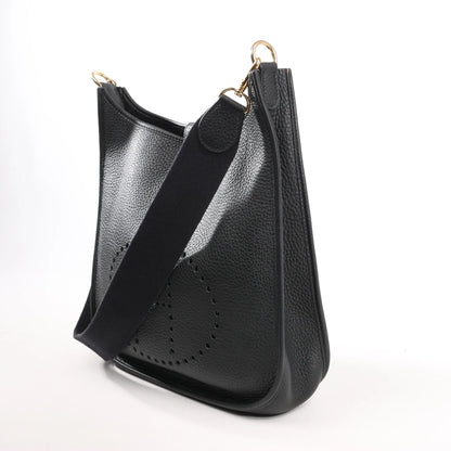 Hermes Evelyne 1 33 GM Taurillon Clemence Shoulder Bag in Black □G:2003