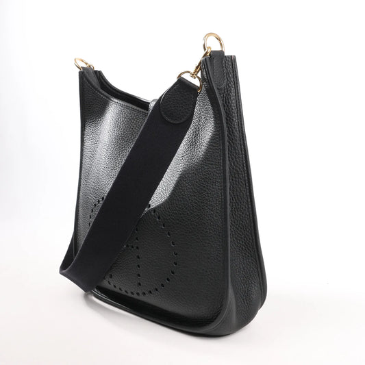 Hermes Evelyne 1 33 GM Taurillon Clemence Shoulder Bag in Black □G:2003