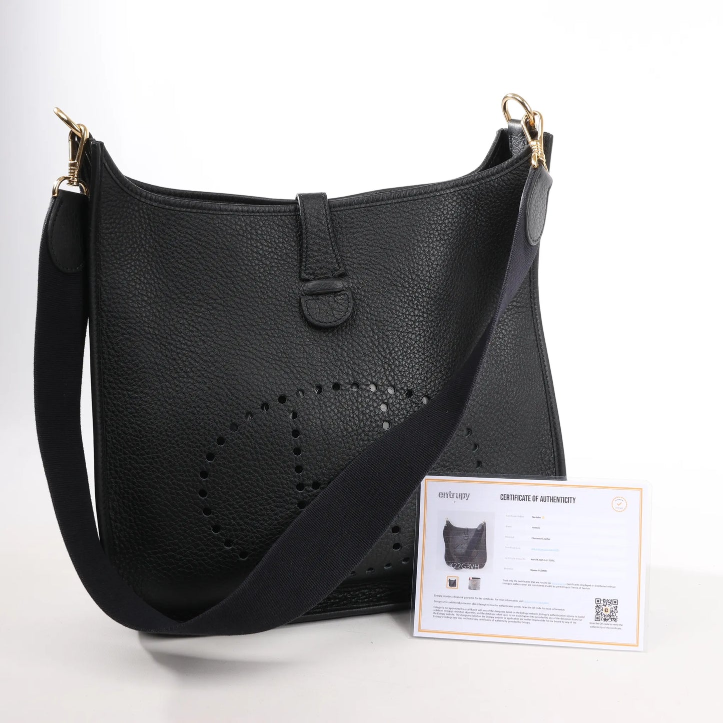 Hermes Evelyne 1 33 GM Taurillon Clemence Shoulder Bag in Black □G:2003