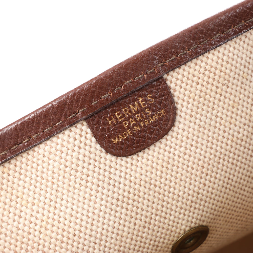 Hermès evelyn 1 33 GM Toile H × Courchevel Shoulder Bag in Beige×Brown □E: 2001