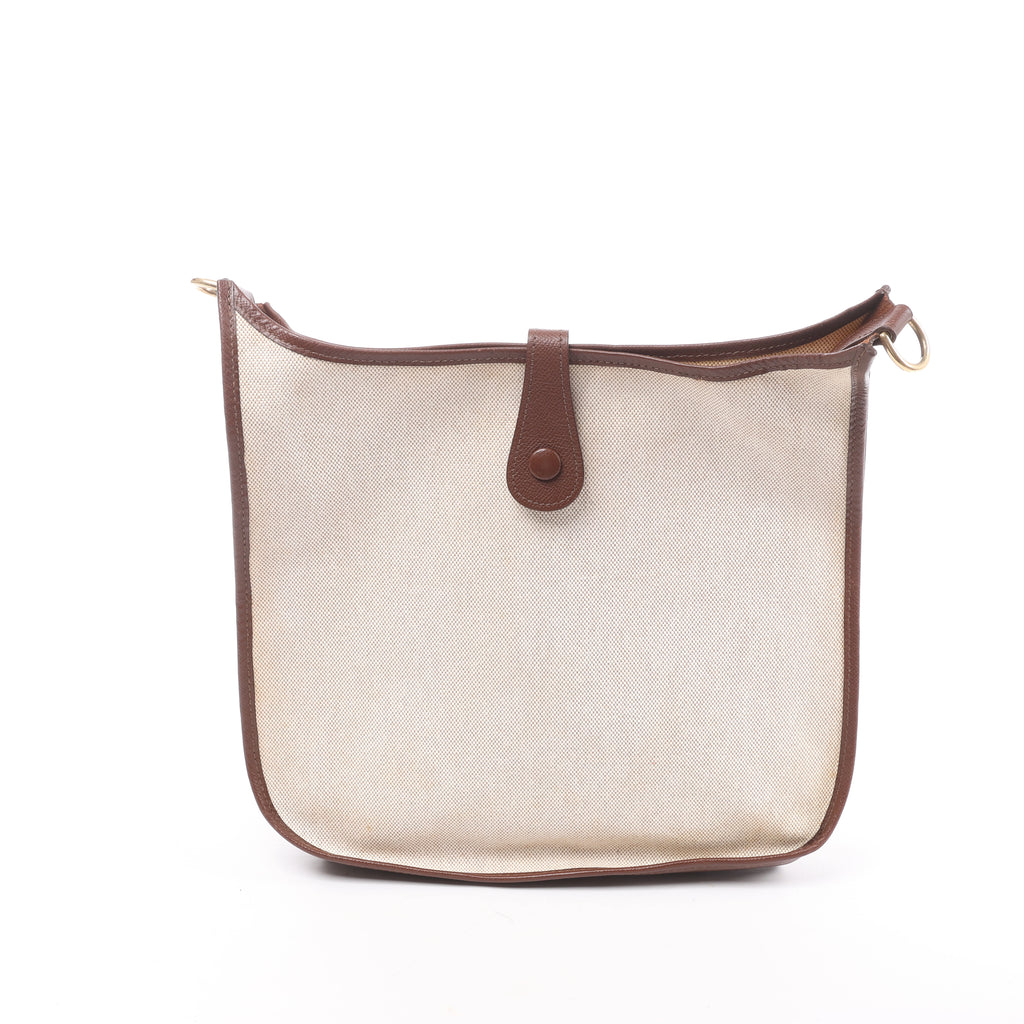 Hermès evelyn 1 33 GM Toile H × Courchevel Shoulder Bag in Beige×Brown □E: 2001