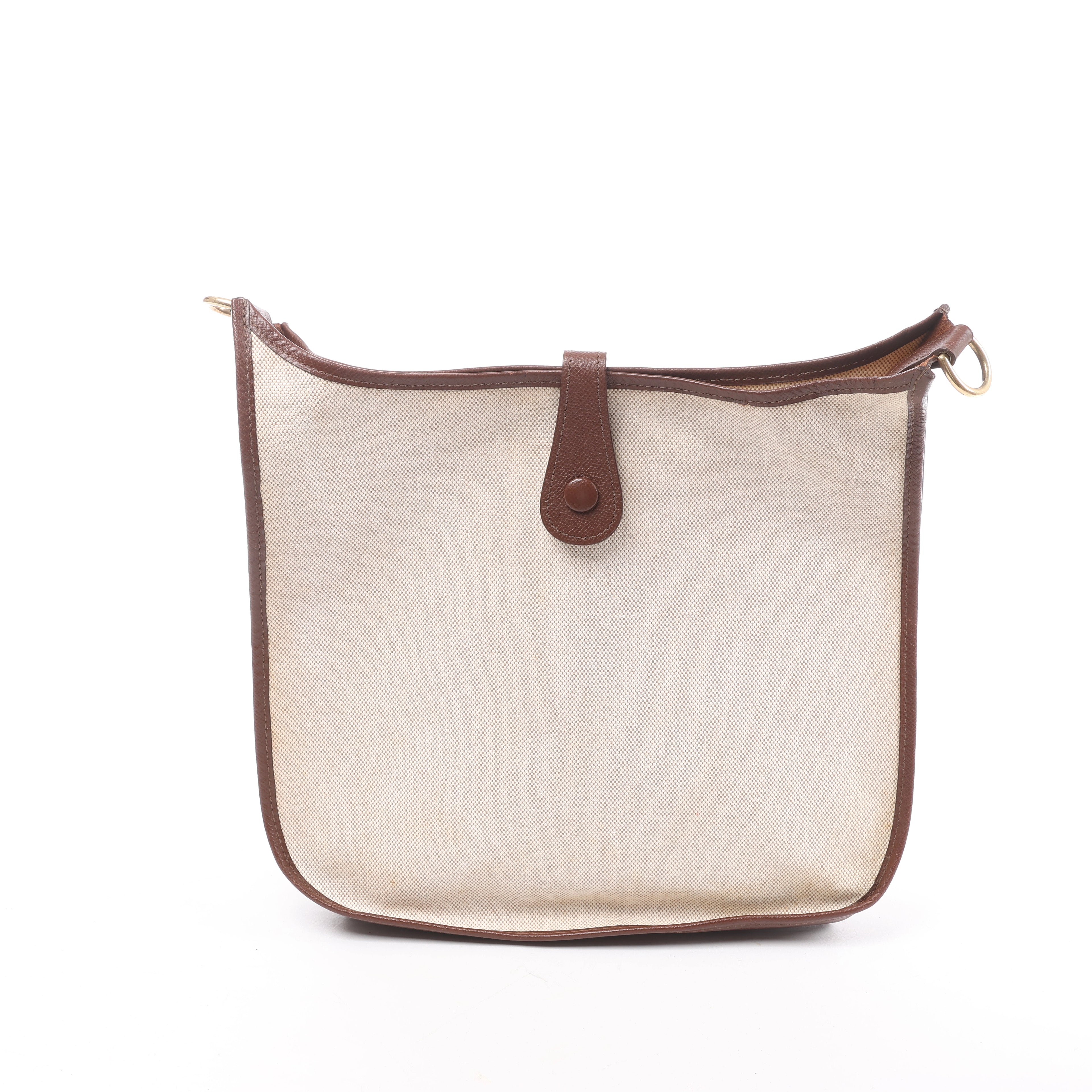 Hermès evelyn 1 33 GM Toile H × Courchevel Shoulder Bag in Beige×Brown □E: 2001
