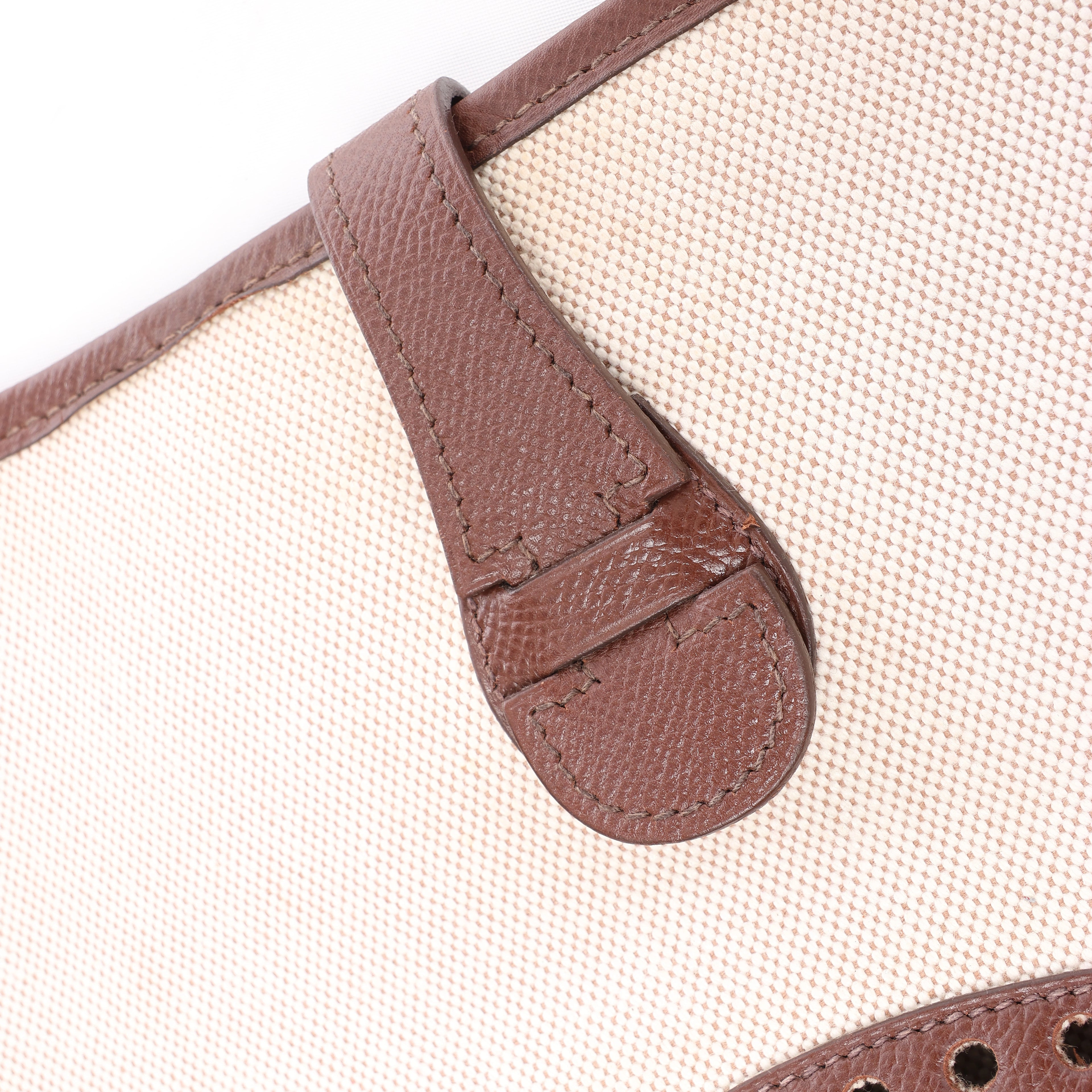 Hermès evelyn 1 33 GM Toile H × Courchevel Shoulder Bag in Beige×Brown □E: 2001