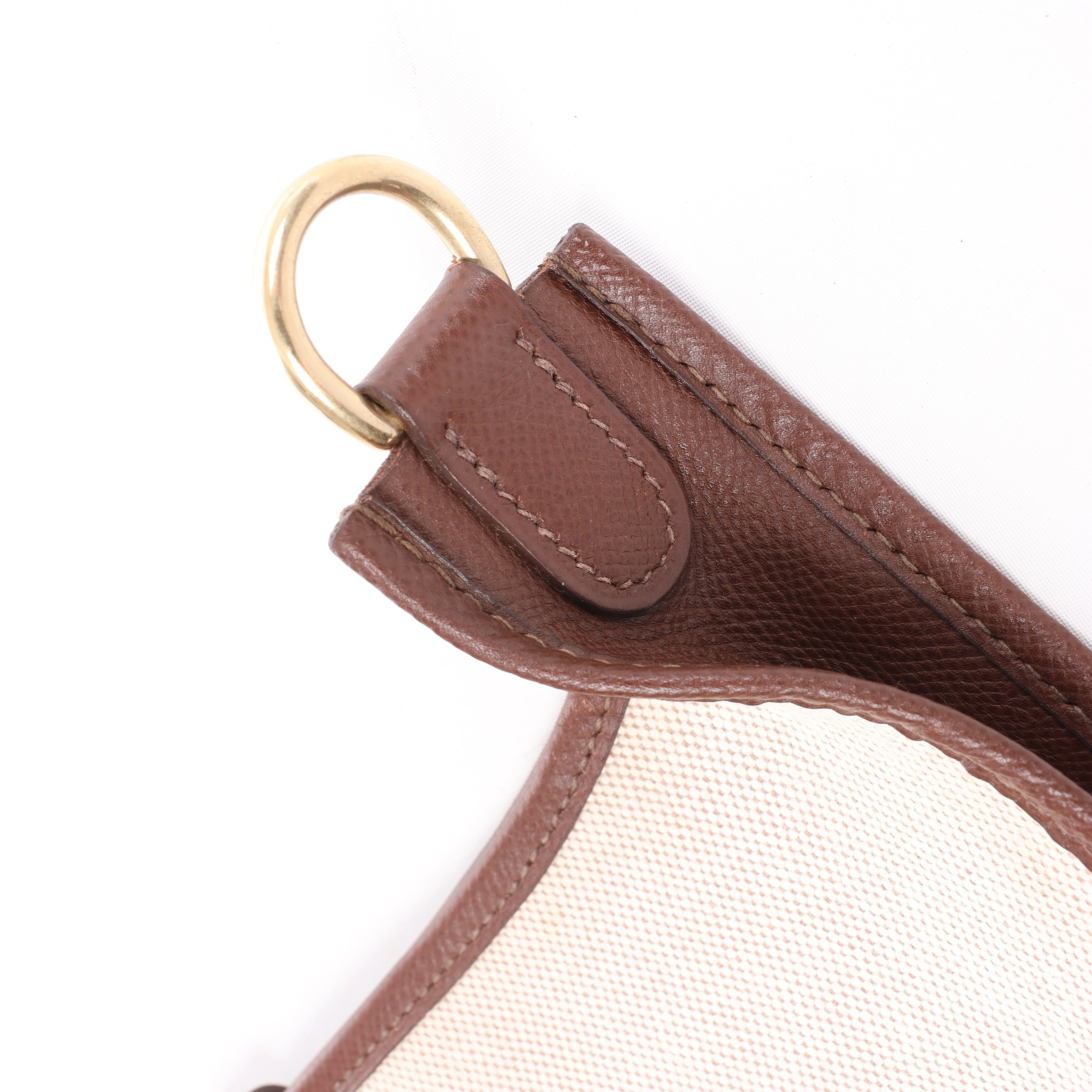 Hermès evelyn 1 33 GM Toile H × Courchevel Shoulder Bag in Beige×Brown □E: 2001