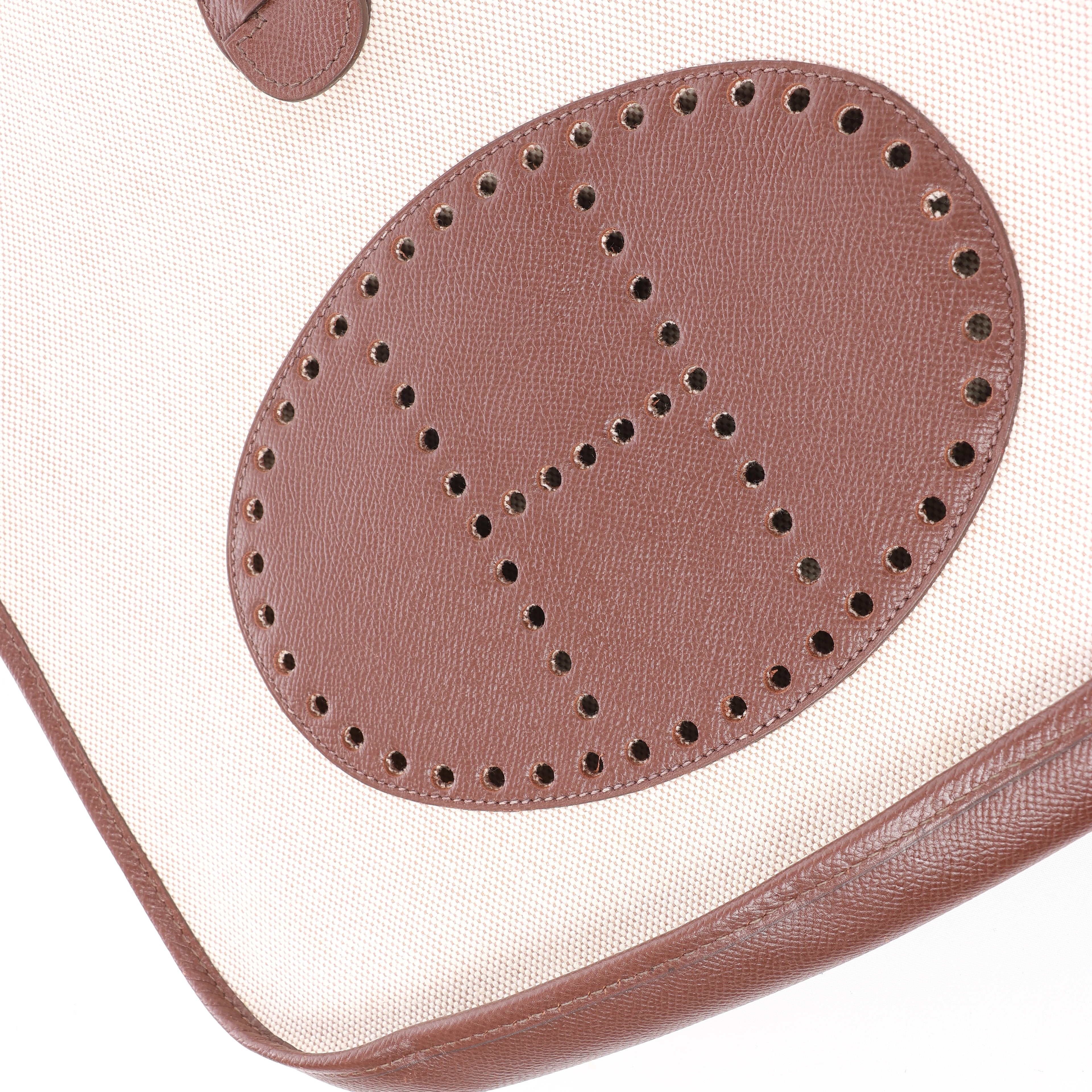 Hermès evelyn 1 33 GM Toile H × Courchevel Shoulder Bag in Beige×Brown □E: 2001