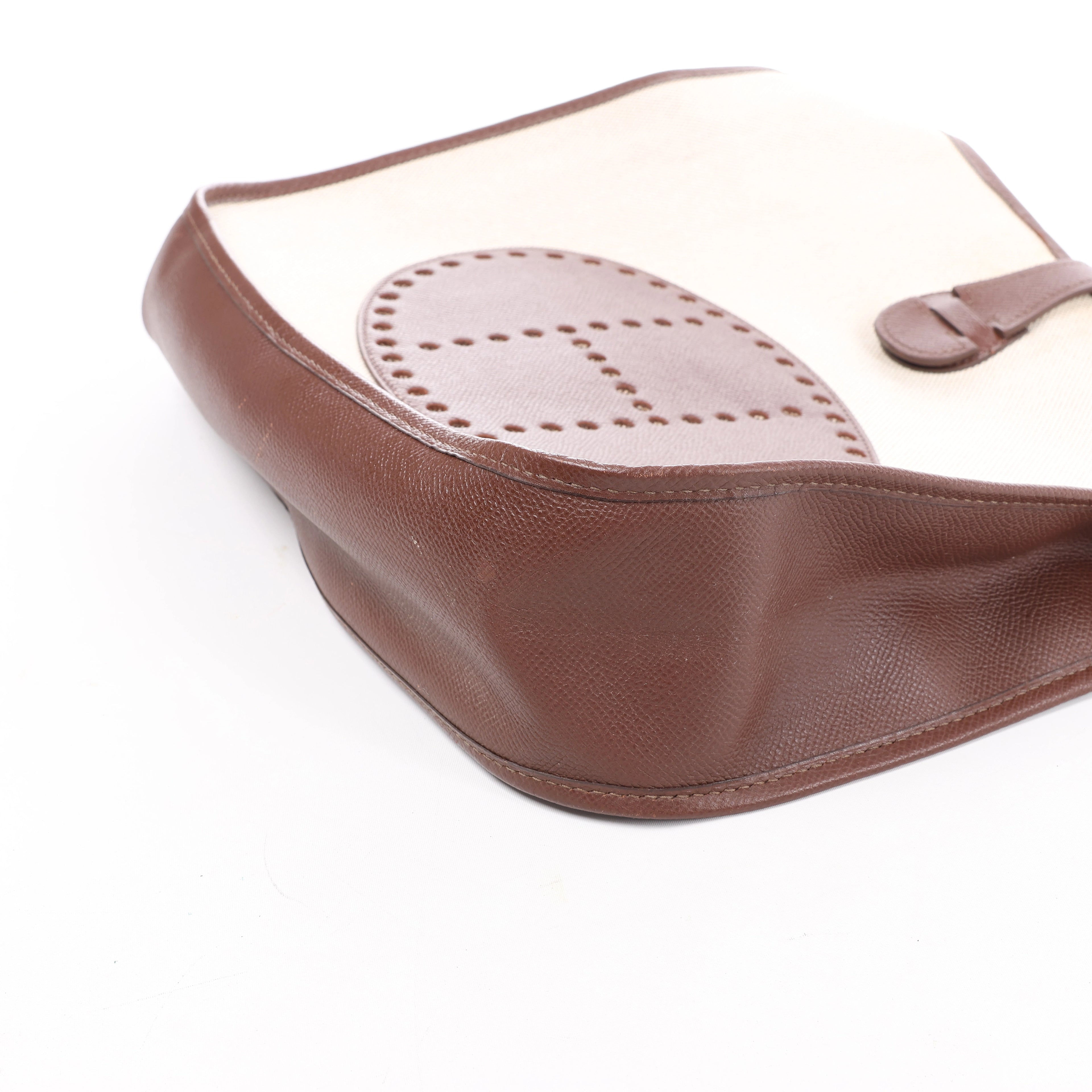 Hermès evelyn 1 33 GM Toile H × Courchevel Shoulder Bag in Beige×Brown □E: 2001
