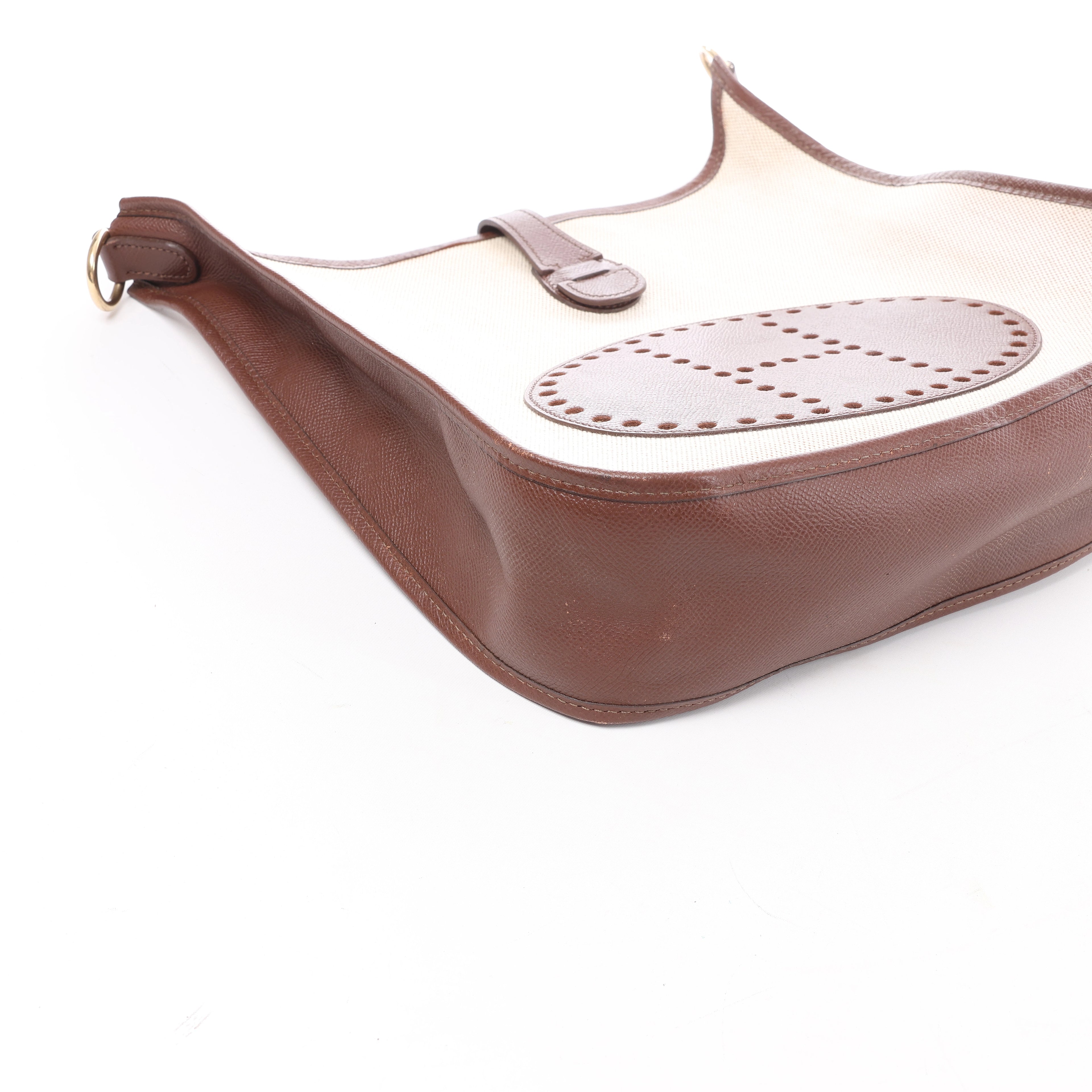 Hermès evelyn 1 33 GM Toile H × Courchevel Shoulder Bag in Beige×Brown □E: 2001
