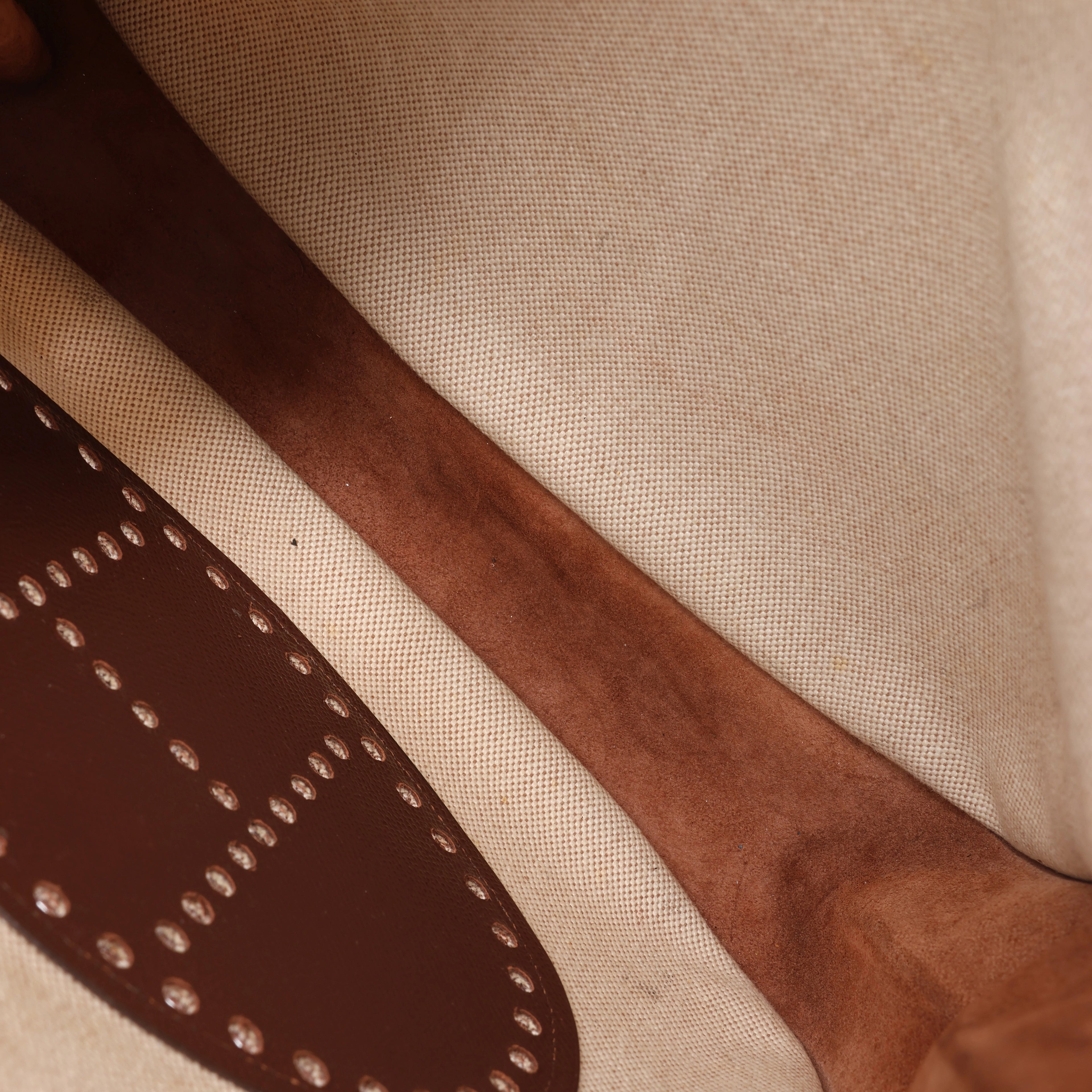 Hermès evelyn 1 33 GM Toile H × Courchevel Shoulder Bag in Beige×Brown □E: 2001