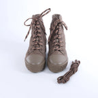 Hermès Fresh Nylon & Leather Ankle Boots in Greige, Size EU 38