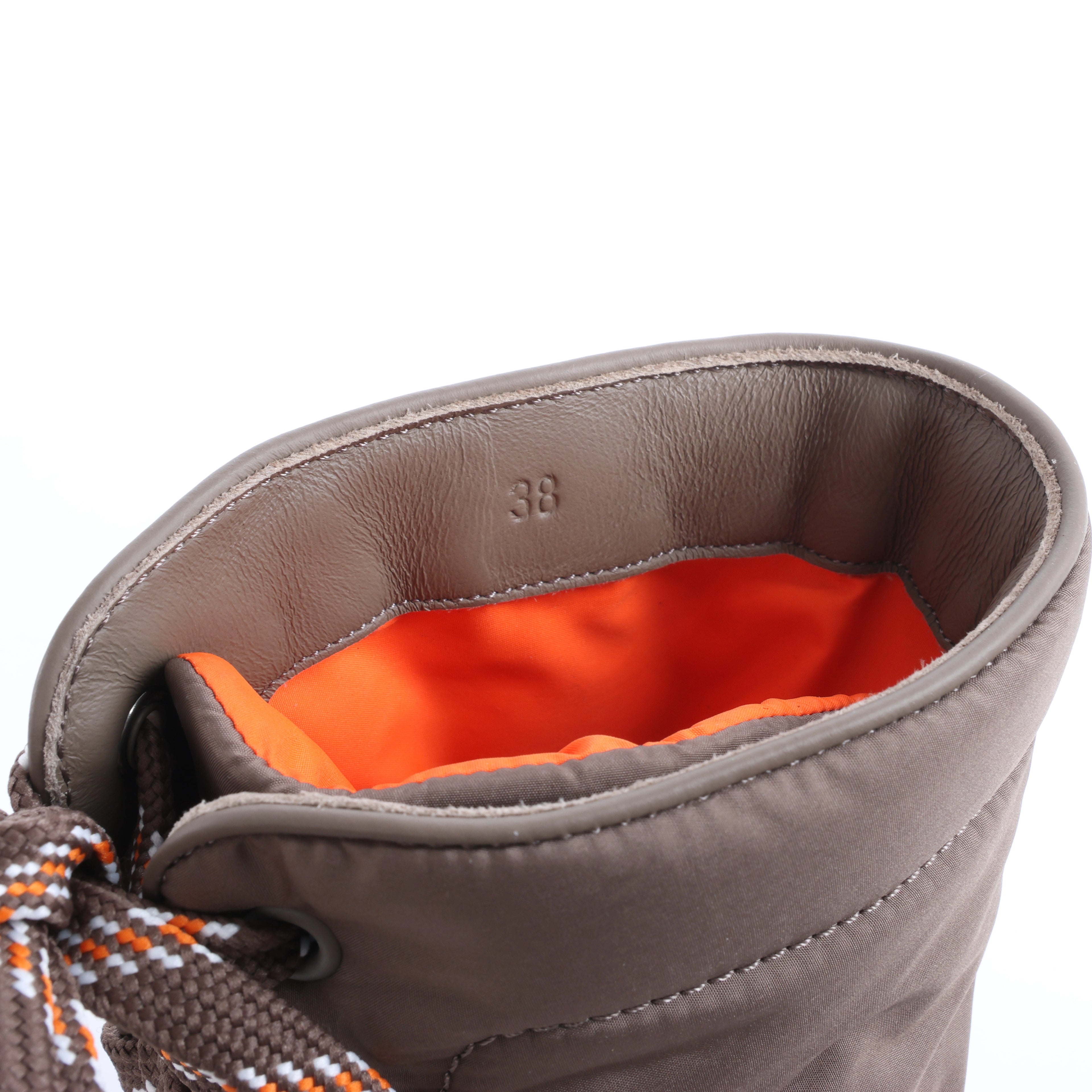 Hermès Fresh Nylon & Leather Ankle Boots in Greige, Size EU 38