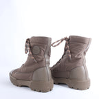 Hermès Fresh Nylon & Leather Ankle Boots in Greige, Size EU 38
