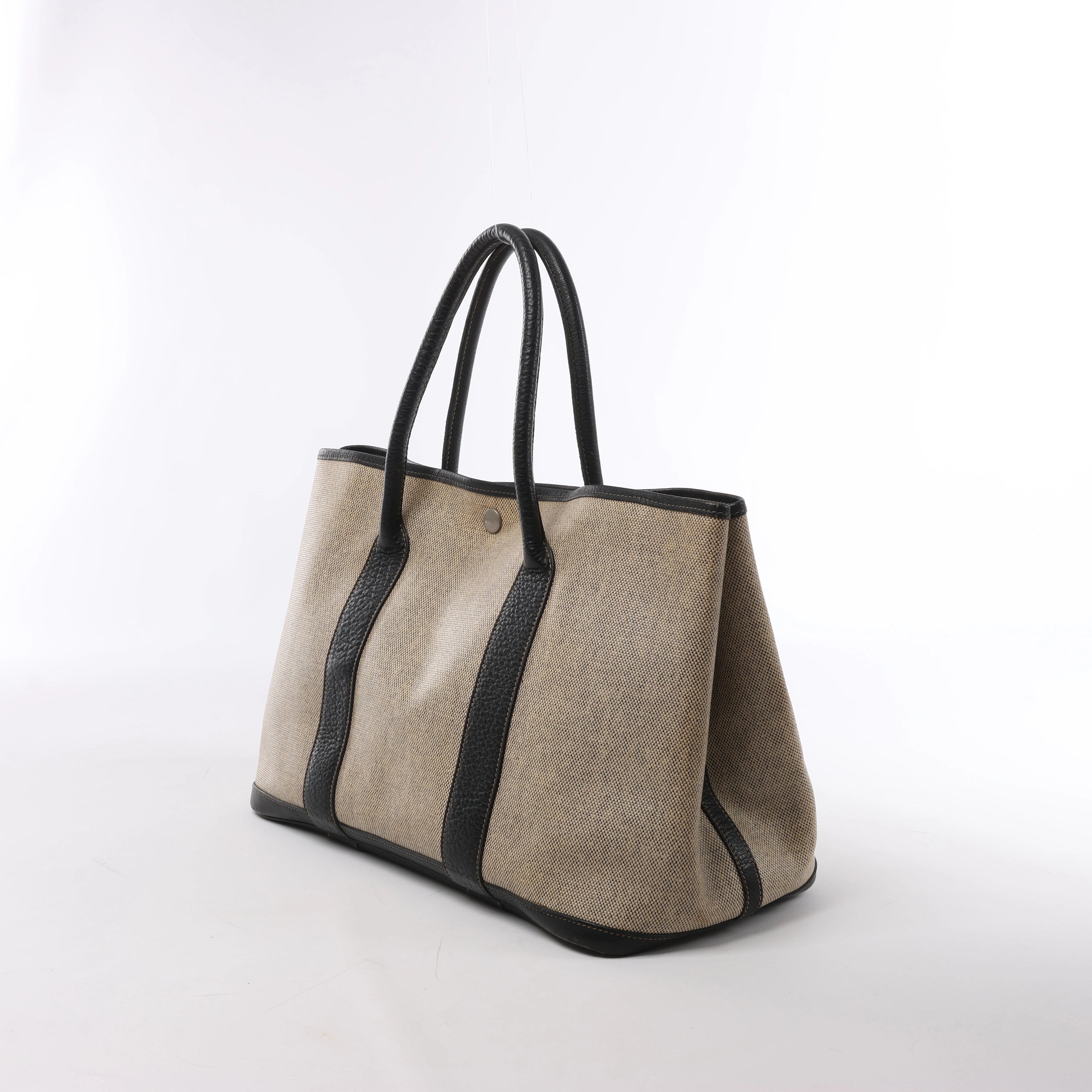 Hermès Garden Party 36 PM Toile Ash Buffle Handbag in Beige×Brown