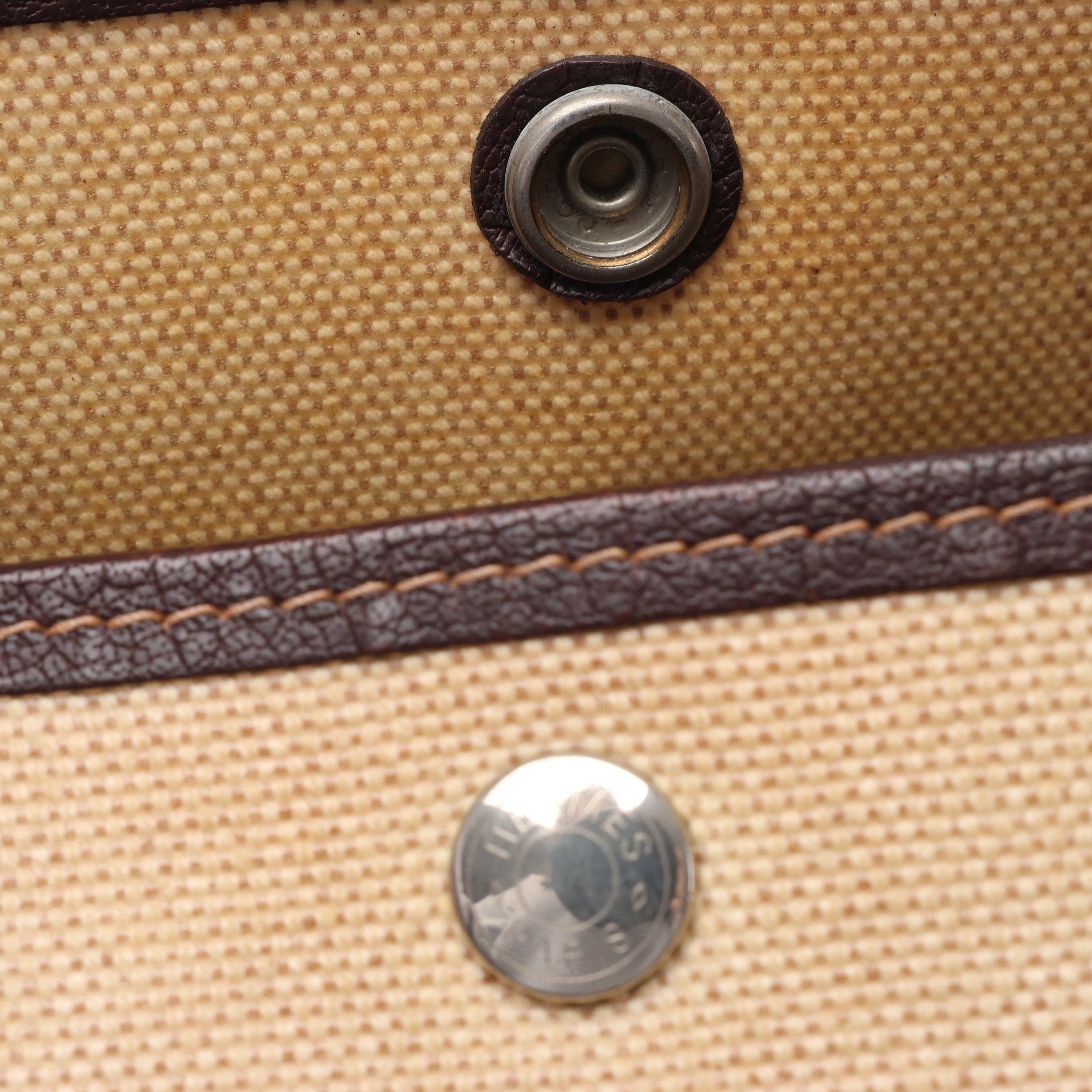 Hermès Garden Party 36 PM Toile Ash Buffle Handbag in Beige×Brown □F: 2002