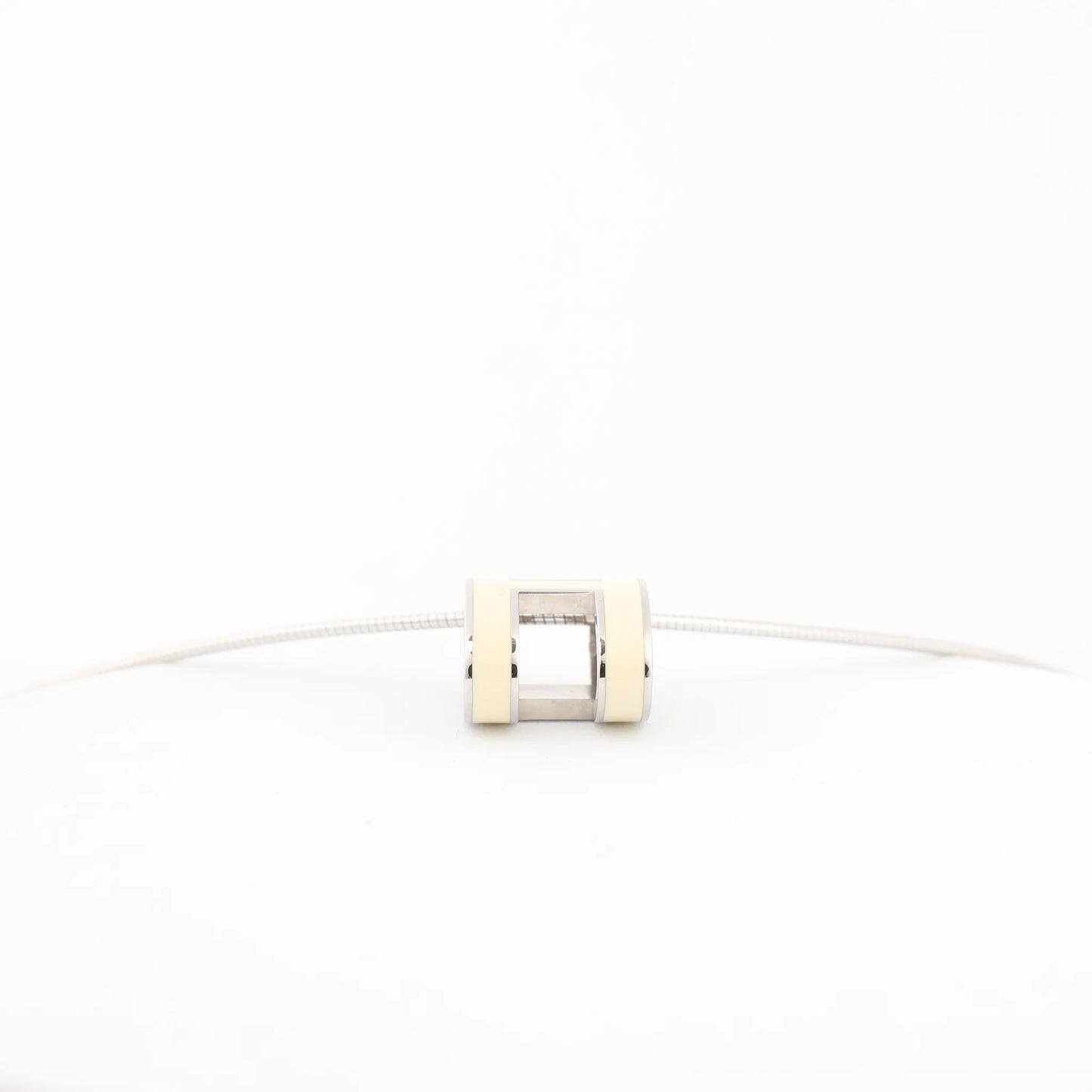 Hermes Pop H Necklace Metal × 925 in Ecru x Silver