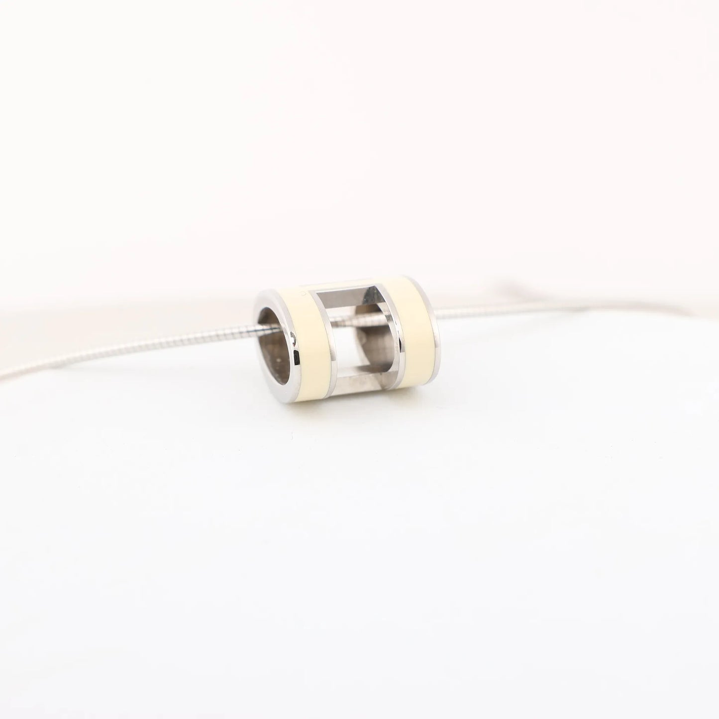 Hermes Pop H Necklace Metal × 925 in Ecru x Silver