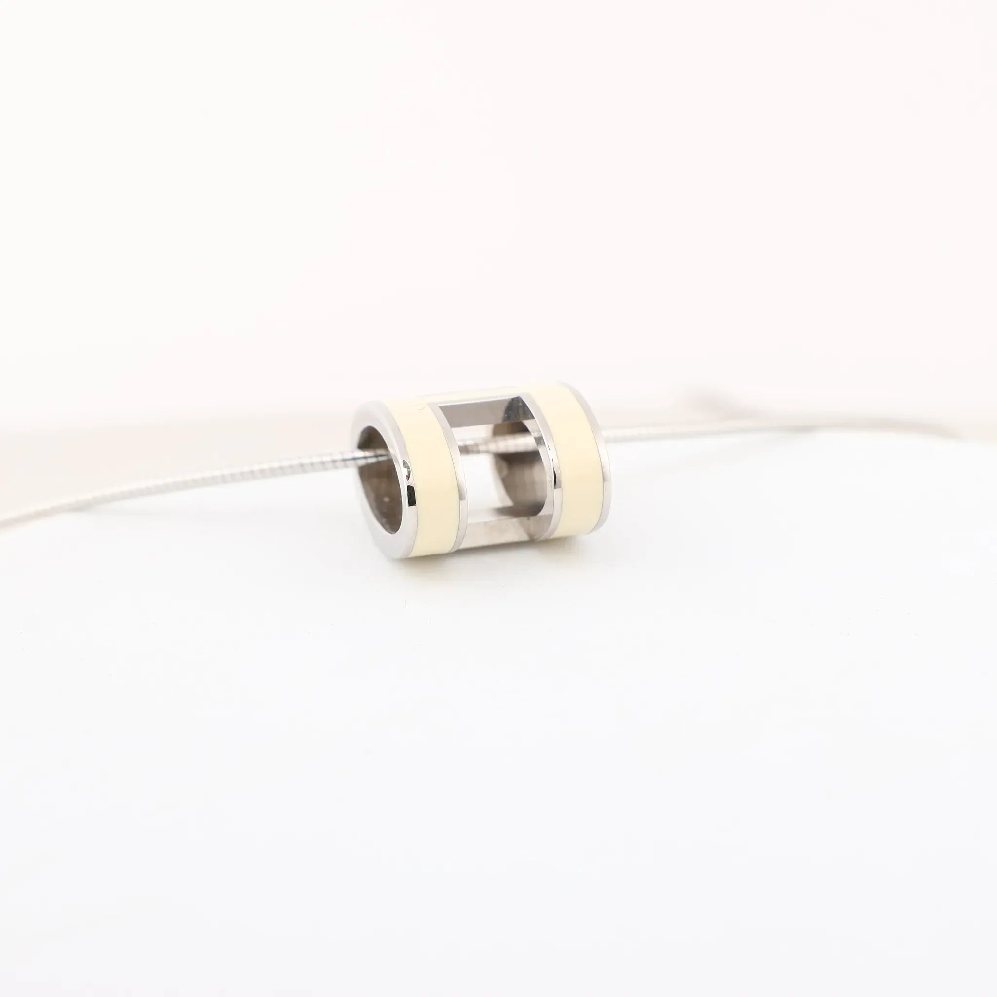 Hermes Pop H Necklace Metal × 925 in Ecru x Silver
