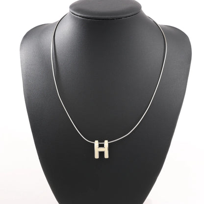 Hermes Pop H Necklace Metal × 925 in Ecru x Silver