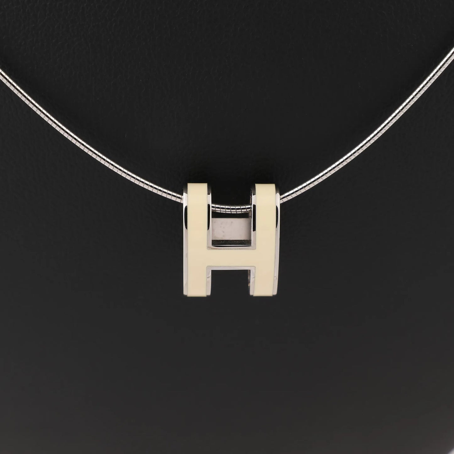 Hermes Pop H Necklace Metal × 925 in Ecru x Silver