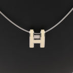 Hermes Pop H Necklace Metal × 925 in Ecru x Silver