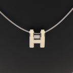 Hermes Pop H Necklace Metal × 925 in Ecru x Silver