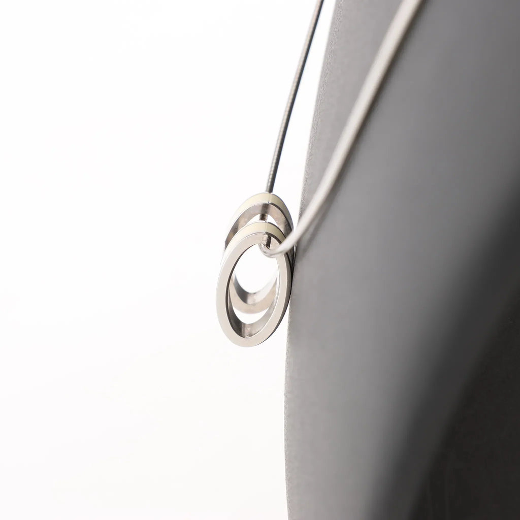 Hermes Pop H Necklace Metal × 925 in Ecru x Silver