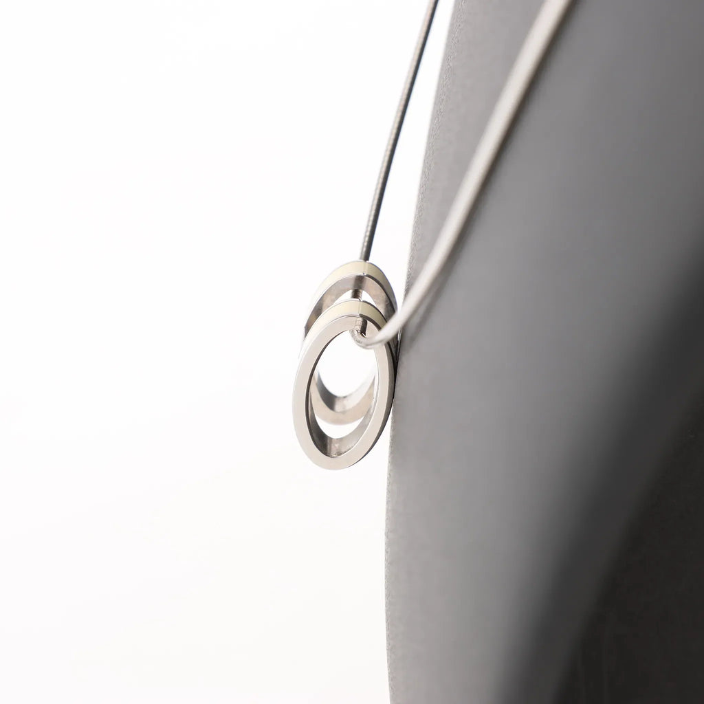 Hermes Pop H Necklace Metal × 925 in Ecru x Silver