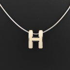 Hermes Pop H Necklace Metal × 925 in Ecru x Silver