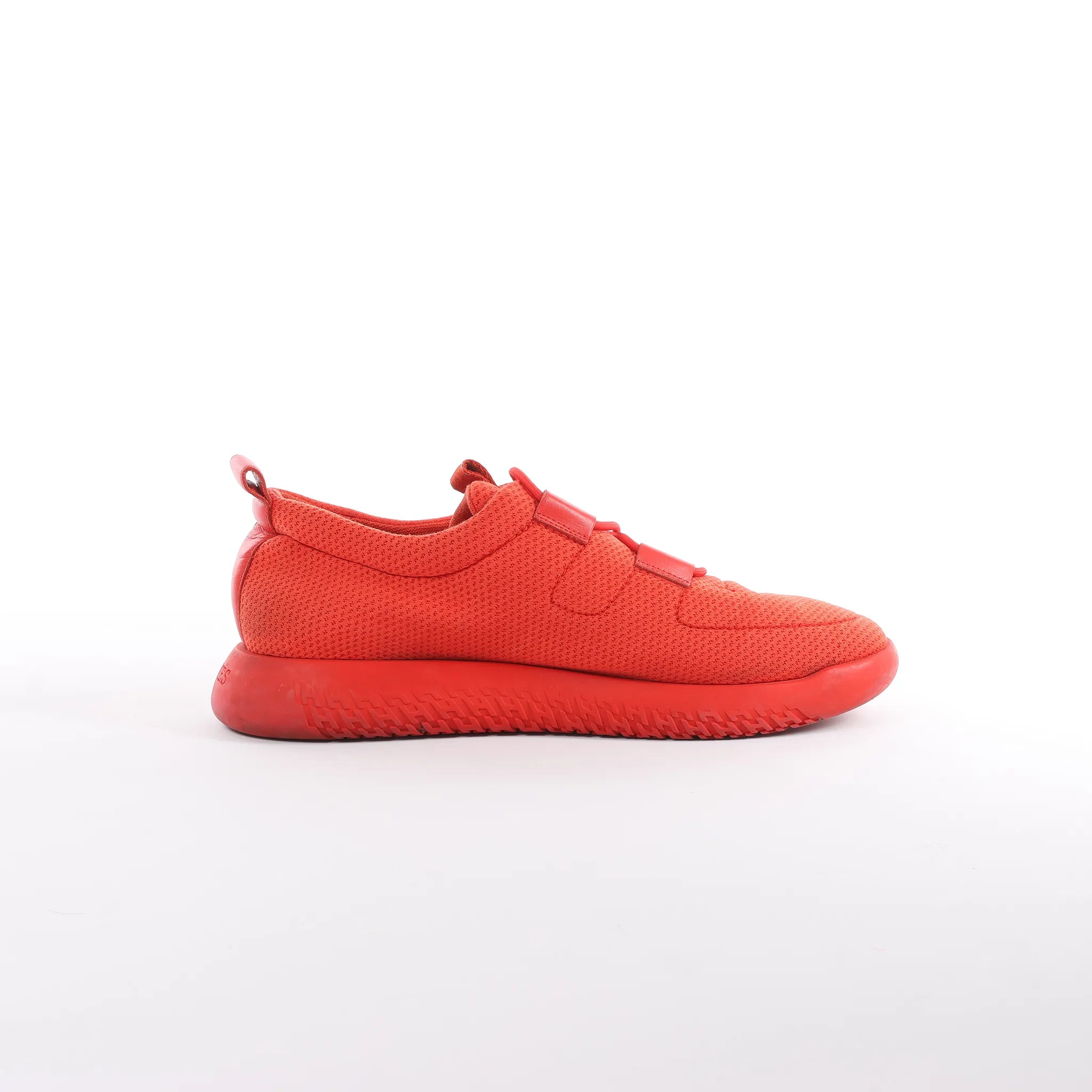 Hermès Teams Leather x Mesh Fabric Sneakers in Red, Size 42 EU