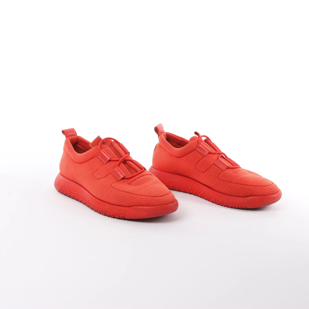 Hermès Teams Leather x Mesh Fabric Sneakers in Red, Size 42 EU