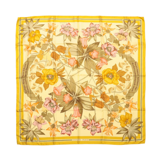 Hermes Carré 90 "Fleurs d'Hellade" 100% Soie Foulard
