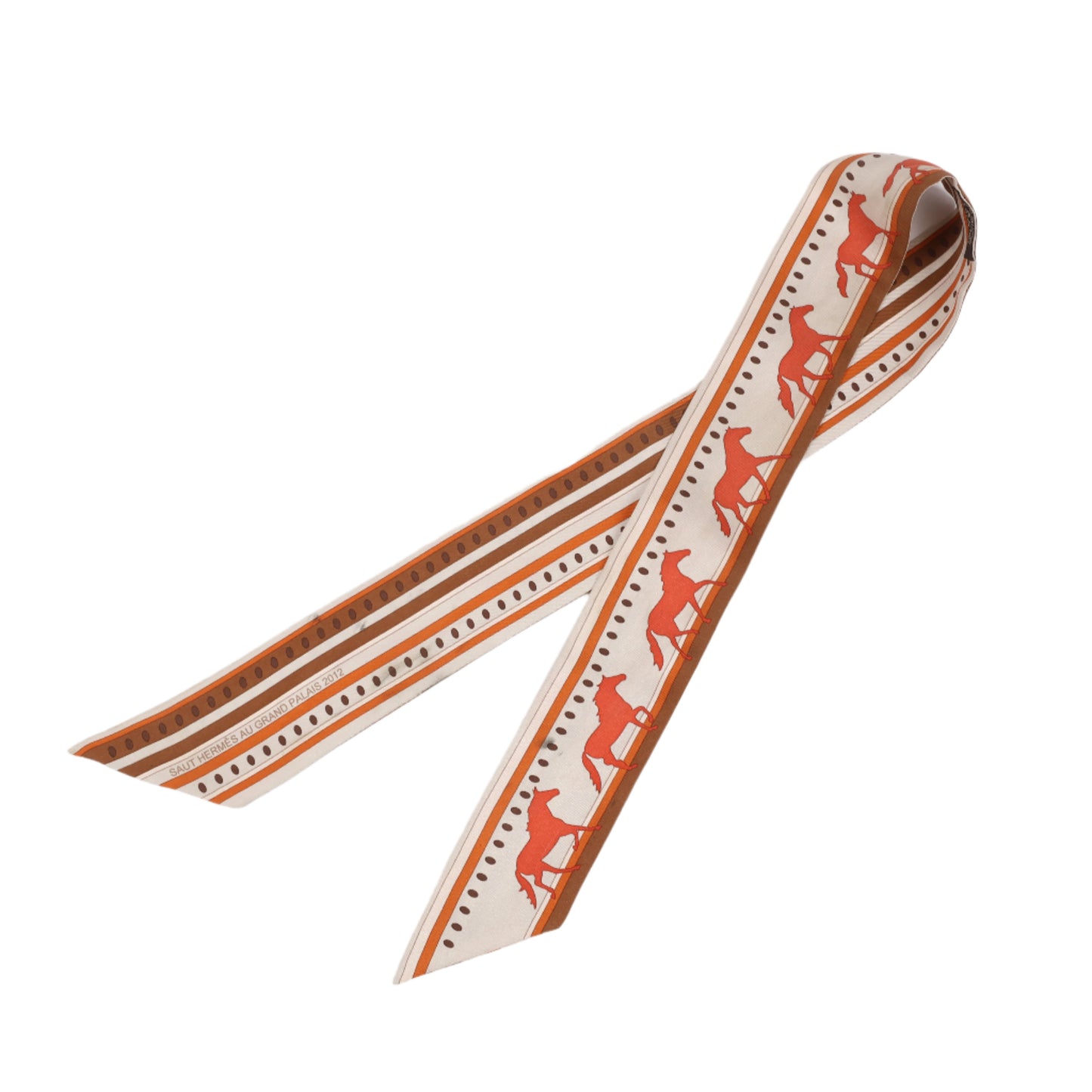 Hermès Sequences Horse Twilly Scarves in Orange