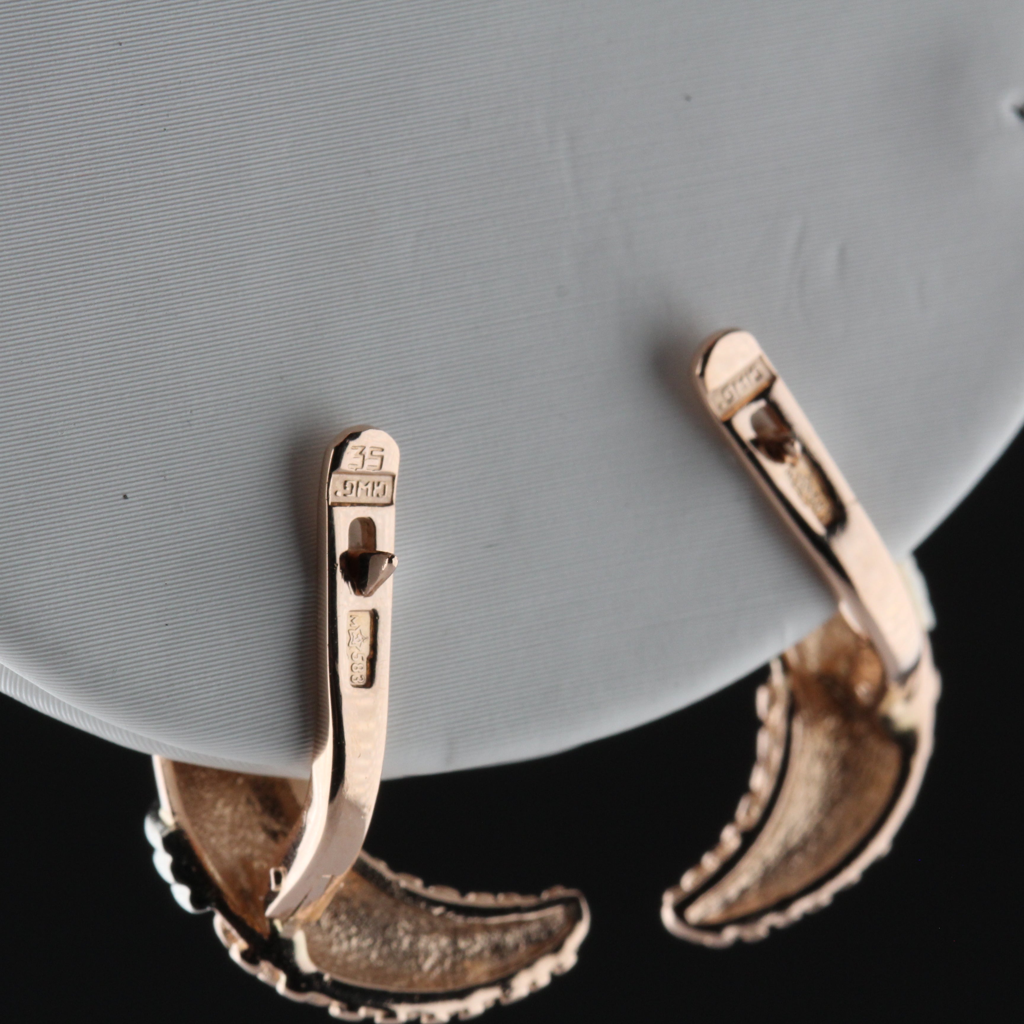 Vintage 14k Pink Gold Moons Earrings
