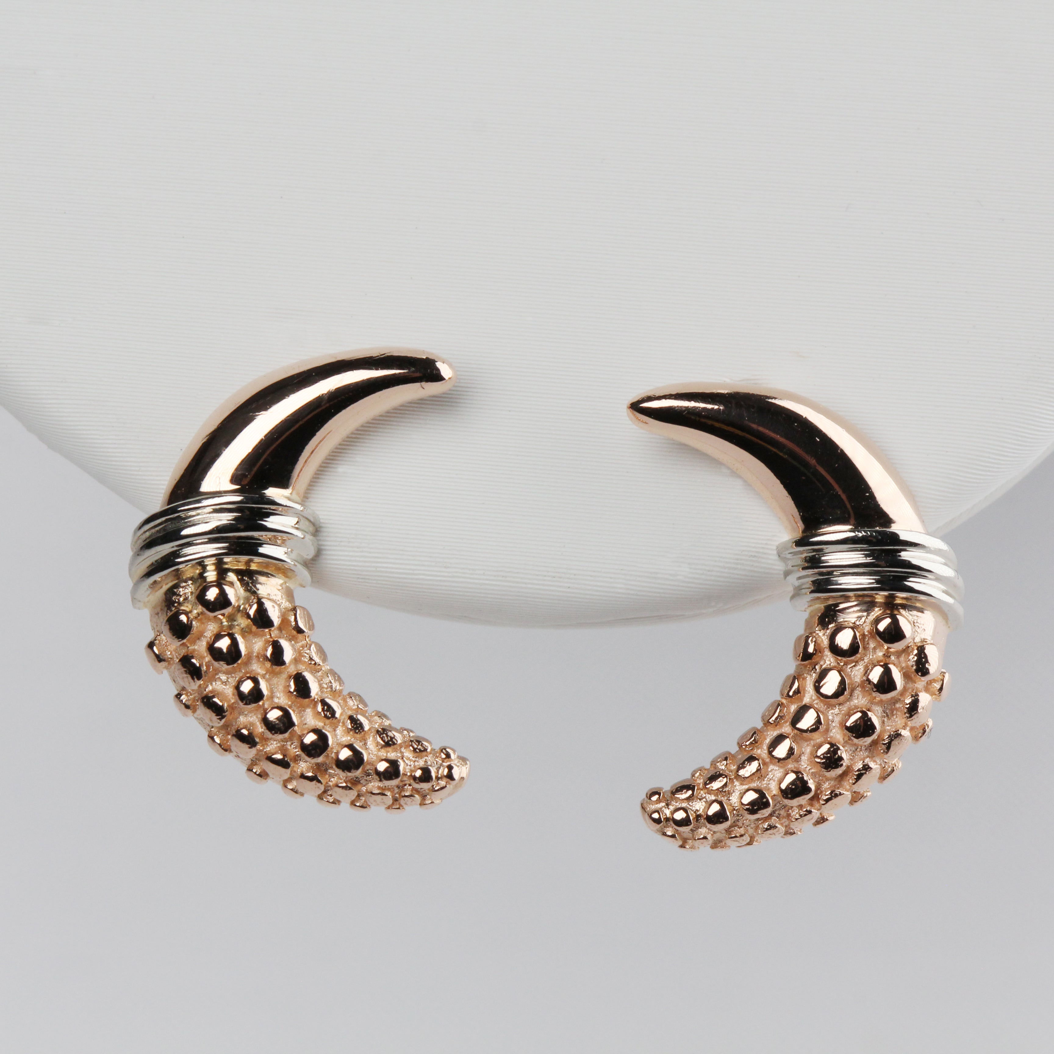 Vintage 14k Pink Gold Moons Earrings