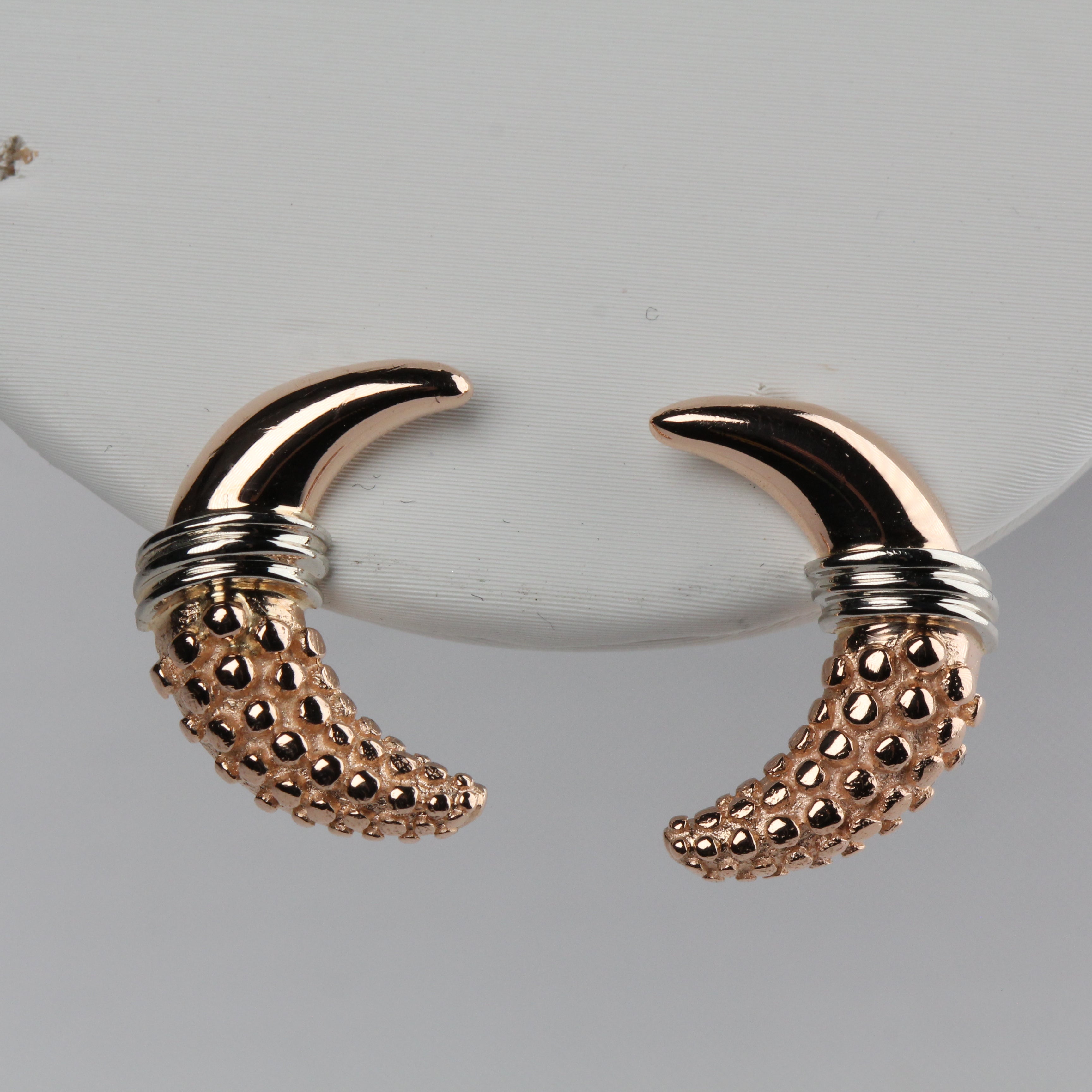Vintage 14k Pink Gold Moons Earrings