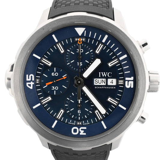 IWC Aquatimer Expedition Jacques-Yves Cousteau IW376805 6179053 SS & Rubber AT Watch with Navy Blue Dial