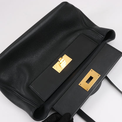 HERMES 24/24 29 Togo Leather Handbag in Black and Gold Metal Fittings D: 2019
