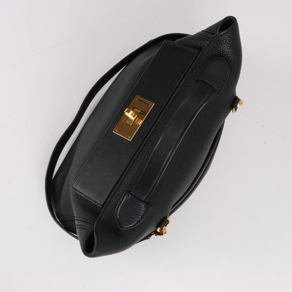 HERMES 24/24 29 Togo Lederhandtasche in Schwarz und Gold Metallbeschläge T: 2019
