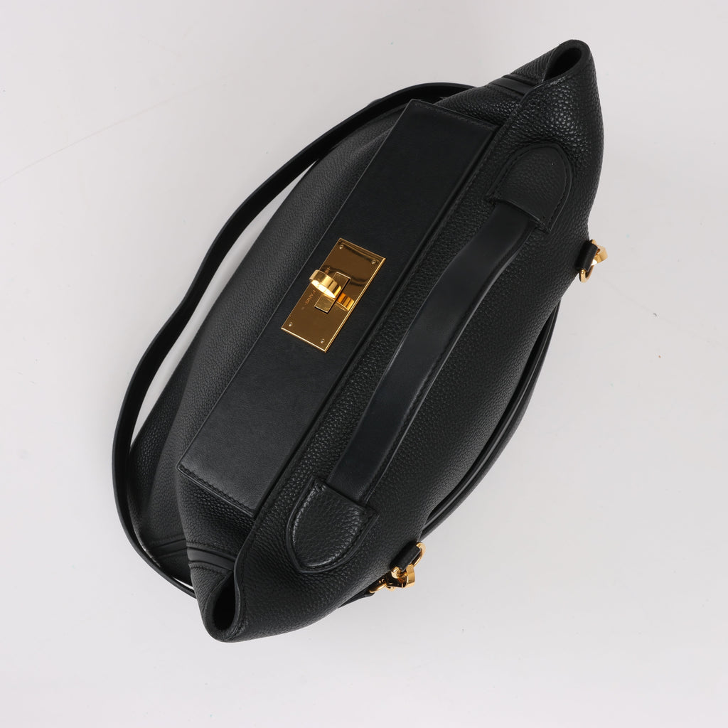 HERMES 24/24 29 Togo Leather Handbag in Black and Gold Metal Fittings D: 2019