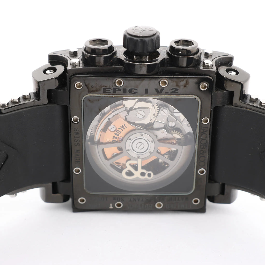 JACOB & Co.Epic I JC-V2Q2B 40 SS & Rubber AT Watch with Black Dial