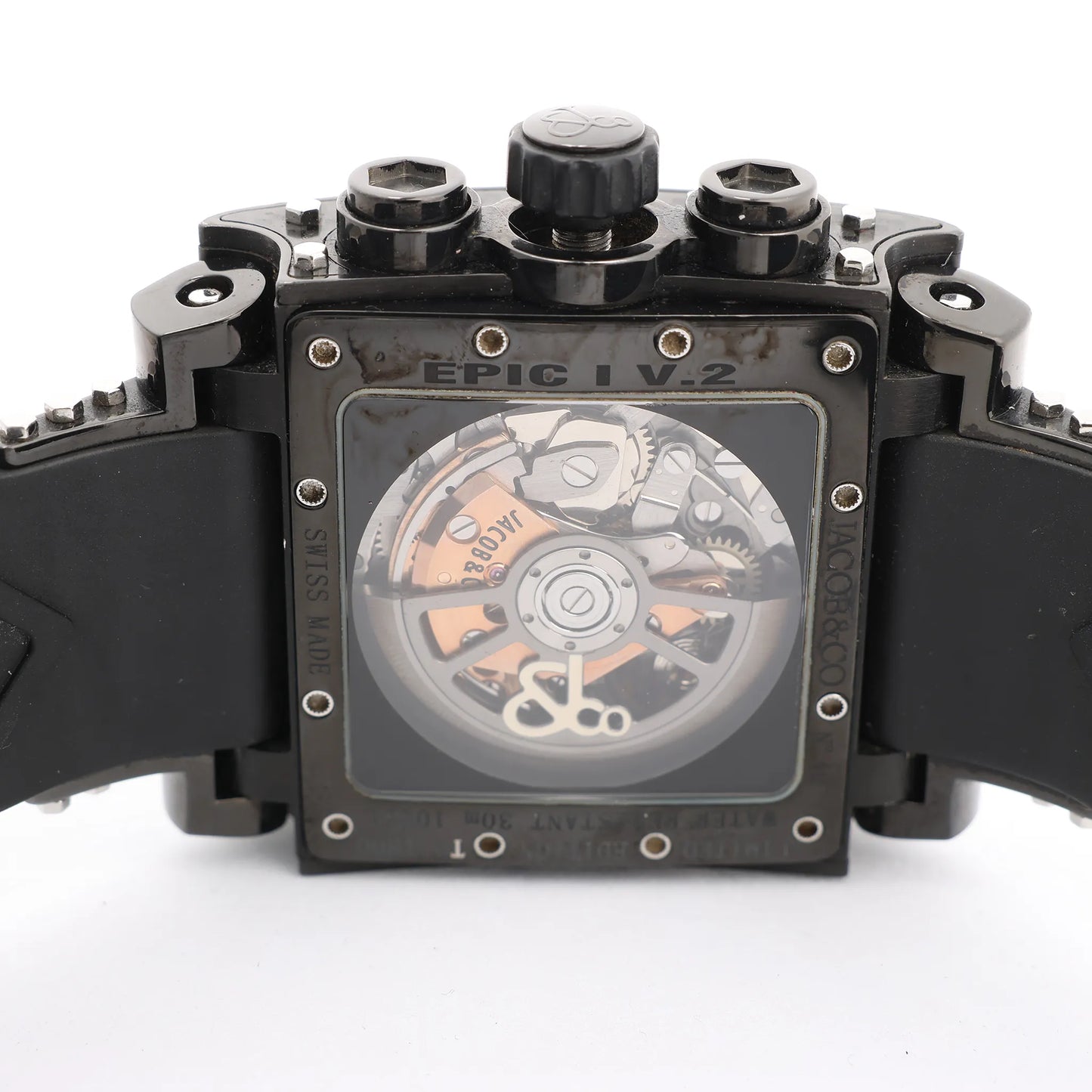 Montre JACOB &amp; Co. Epic I JC-V2Q2B 40 SS &amp; Rubber AT avec cadran noir