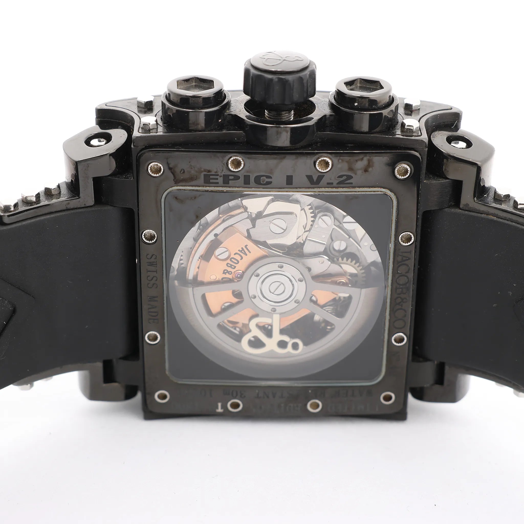JACOB & Co.Epic I JC-V2Q2B 40 SS & Rubber AT Watch with Black Dial